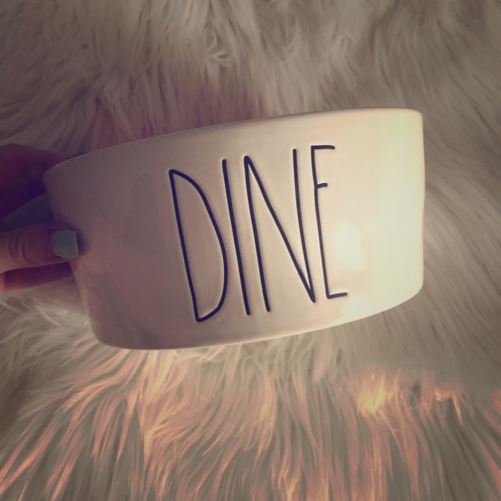New Rae Dunn large “Dine” dog bowl